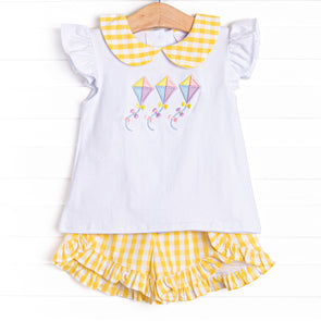 Summer Skies Applique Short Set, Yellow