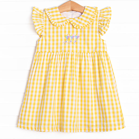 Summer Skies Applique Dress, Yellow