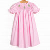 Christmas Tree Trio Smocked Dress, Pink Gingham