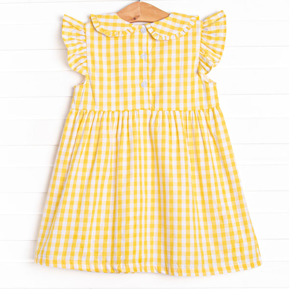 Summer Skies Applique Dress, Yellow