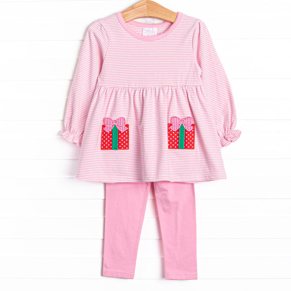 Pocketful of Presents Applique Legging Set, Pink