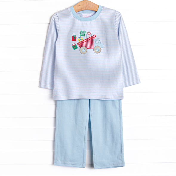 Present Pickup Applique Pant Set, Blue