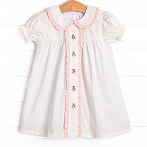 Spruce Up the Holidays Embroidered Dress, White