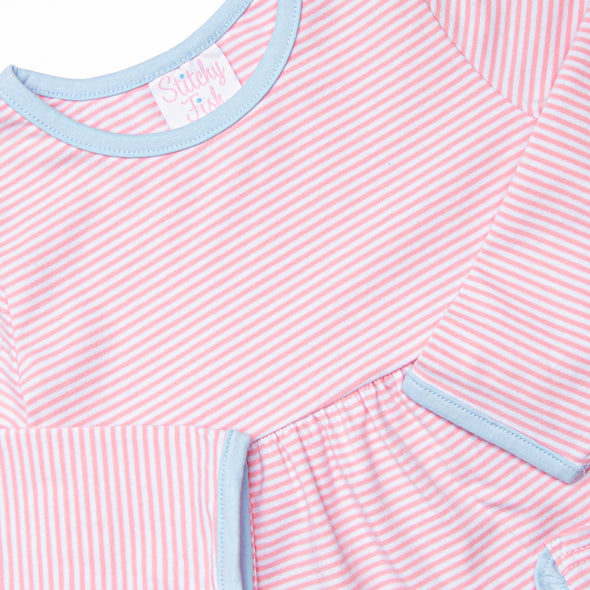 Amelia Dress, Pink Stripe