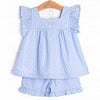 Blue Breeze Ruffle Short Set, Blue