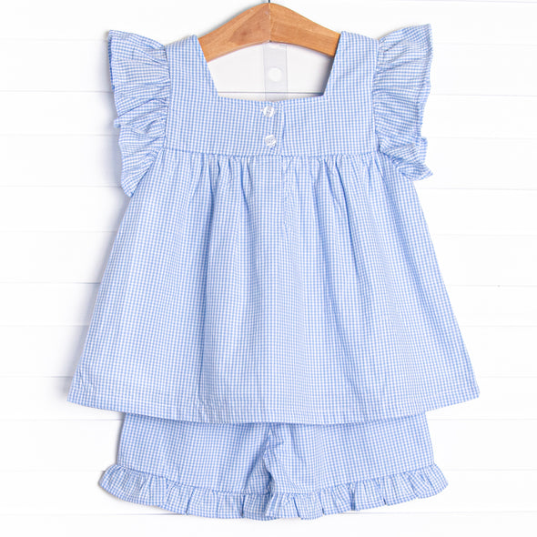 Blue Breeze Ruffle Short Set, Blue