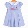 Rockin' Around Embroidered Dress, Blue Gingham