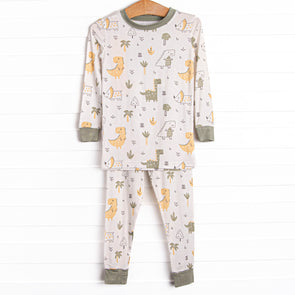 Land Before Bedtime Bamboo Pajama Set, Green