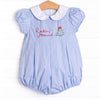 Rockin' Around Embroidered Bubble, Blue Gingham