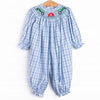 Life on the Farm Smocked Long Romper, Blue