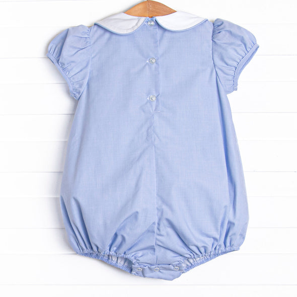 Rockin' Around Embroidered Bubble, Blue Gingham