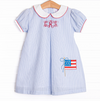 Prideful Banner Embroidered Dress, Blue