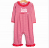 Lexie Ruffle Romper, Red Stripe