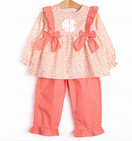 You're a Peach Side Tie Ruffle Pant Set, Orange