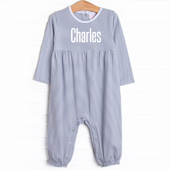 Charles Romper, Slate Blue Stripe