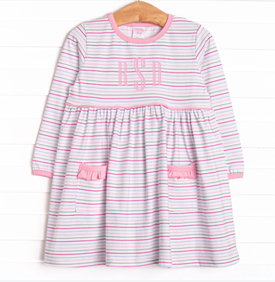 Raspberry Stripes Dress, Pink