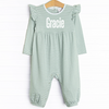 Gracie Romper, Sage Stripe