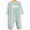 Charles Romper, Sage Stripe