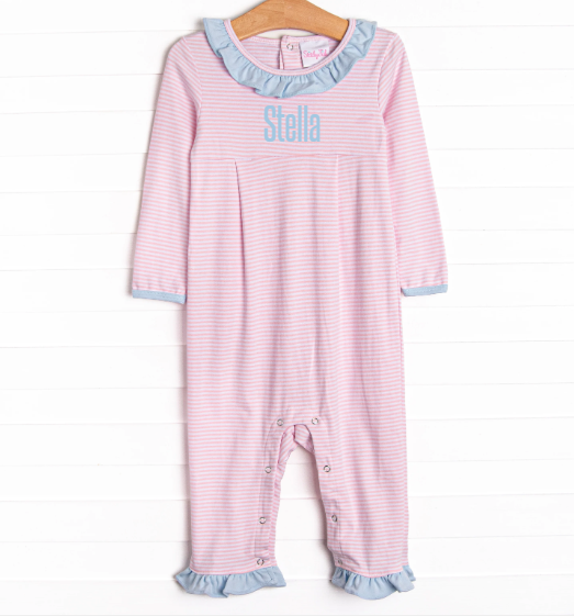 Stella Pima Ruffle Romper, Pink