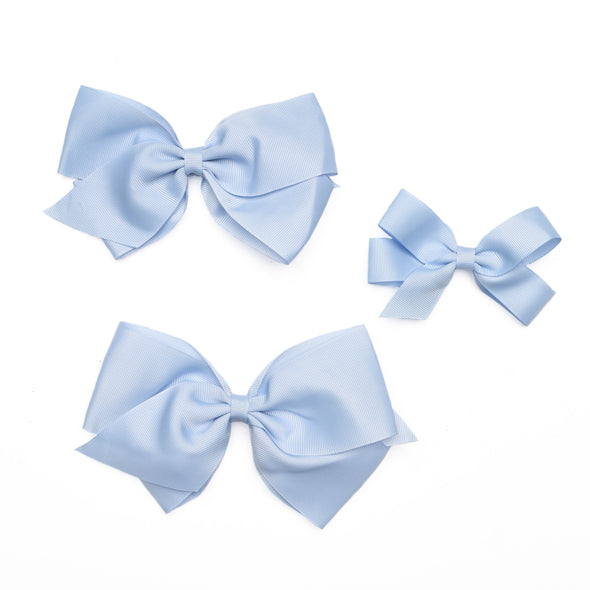 Traditional Grosgrain Hair Bow, Sky Blue