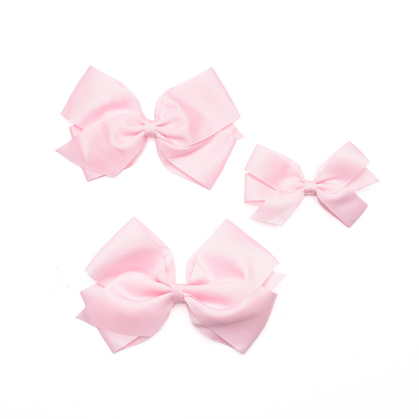 Traditional Grosgrain Hair Bow, Pearl Pink