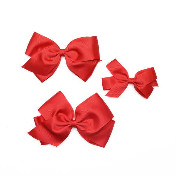 Traditional Grosgrain Hair Bow, Poppy Red