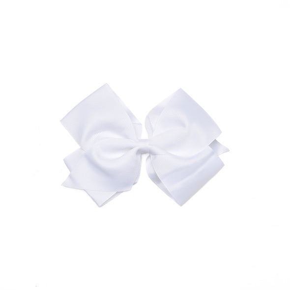 Traditional Grosgrain Hair Bow, Porcelain White