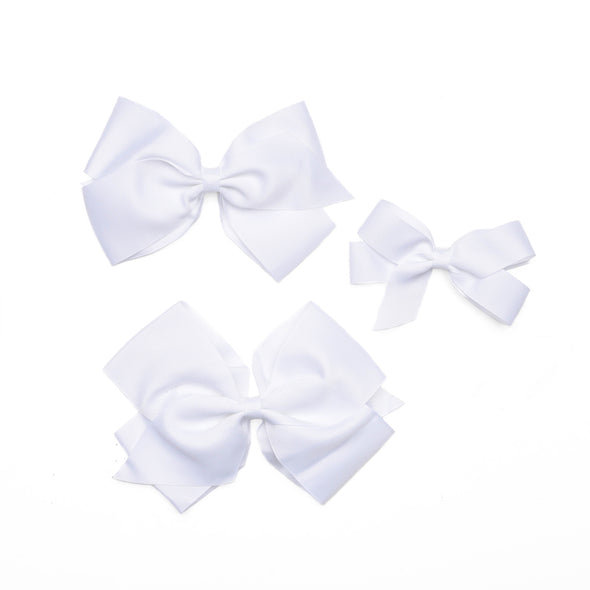 Traditional Grosgrain Hair Bow, Porcelain White