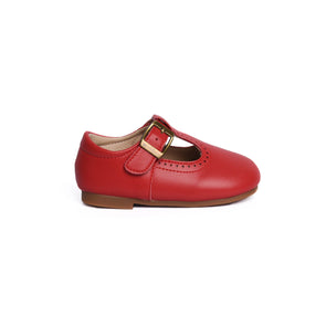 Mary Jane T-Strap Shoes, Red