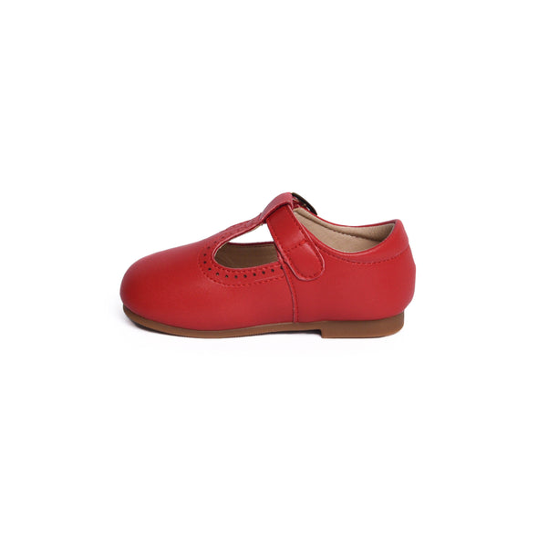 Mary Jane T-Strap Shoes, Red