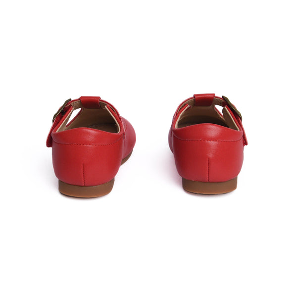 Mary Jane T-Strap Shoes, Red