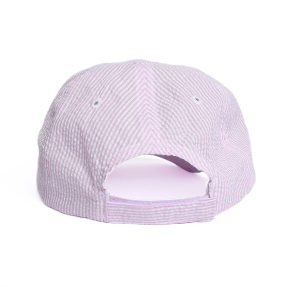 Doorbuster: Bow Embroidered Hat, Pink Seersucker