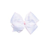 Moonstitch Grosgrain Hair Bow, White with Light Pink Stitch