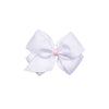 Moonstitch Grosgrain Hair Bow, White with Light Pink Stitch