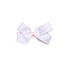 Moonstitch Grosgrain Hair Bow, White with Light Pink Stitch