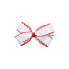 Moonstitch Grosgrain Hair Bow, White with Red Stitch