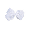 Scalloped Edge Grosgrain Hair Bow, Porcelain White