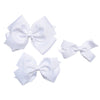 Scalloped Edge Grosgrain Hair Bow, Porcelain White