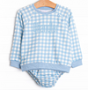 Chandler Check Sweatshirt Diaper Set, Blue