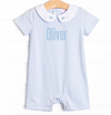 On the Way Home Embroidered Short Romper, Blue