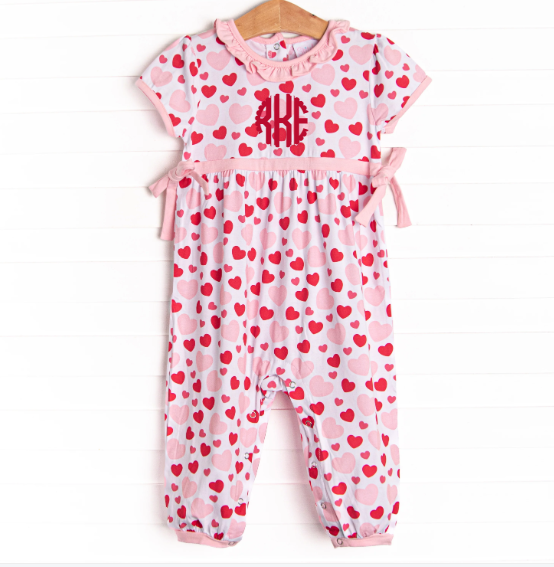 Bubbly Hearts Bubble Romper, Pink