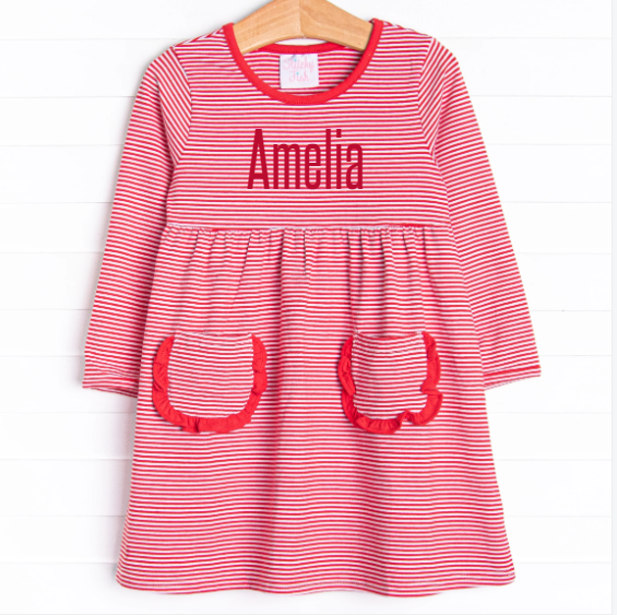 Amelia Dress, Red Stripe