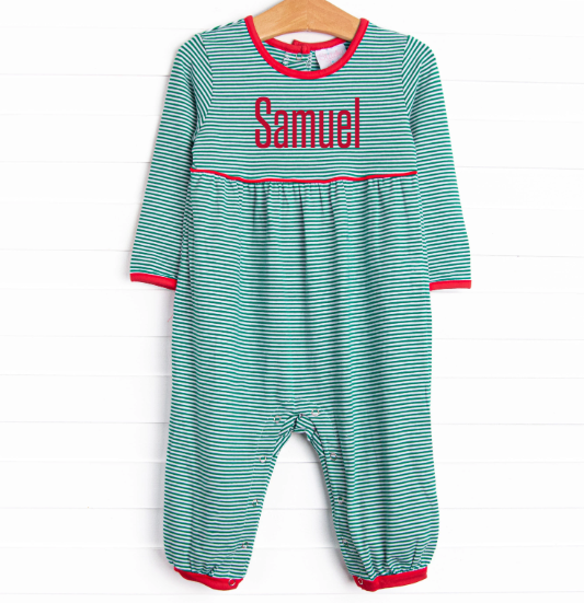 Spearmint Stripes Romper, Green