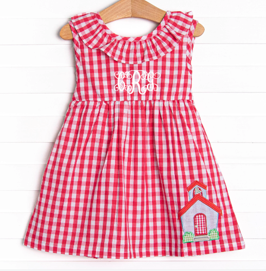 School's in Session Applique Dress, Red