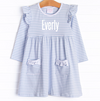 Everly Long Sleeve Dress, Blue Stripe