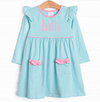 Everly Long Sleeve Dress, Pink and Mint Stripe