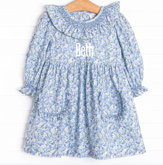 Primrose Proper Smocked Dress, Blue