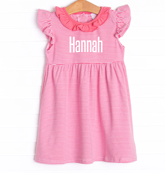 Hannah Dress, Pink Stripe