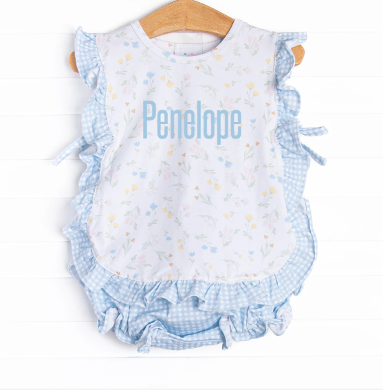 Penelope Petals Diaper Set, Blue