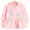 Just Bloomed Applique Zip-Up Ruffle Jacket, Pink